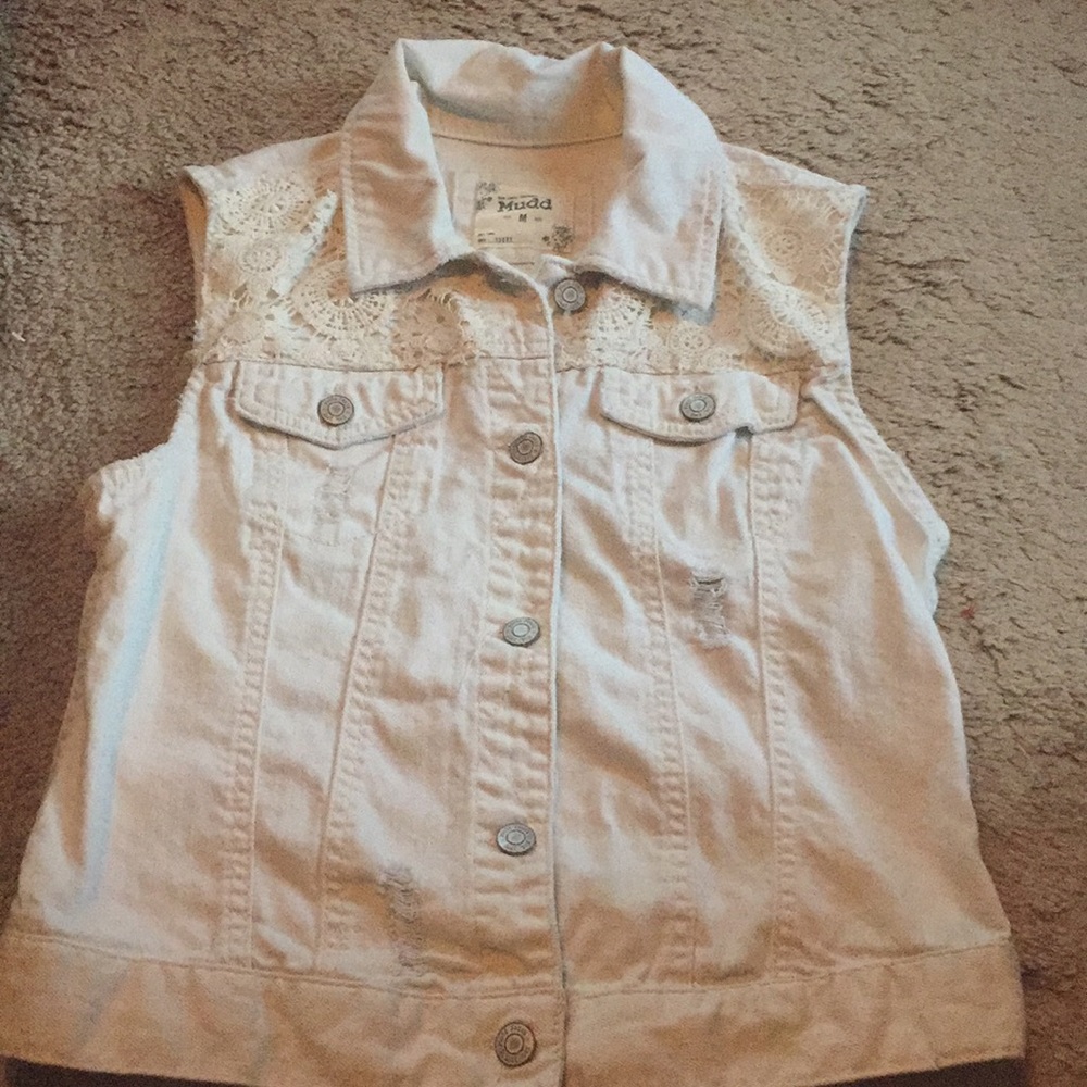 White jean vest